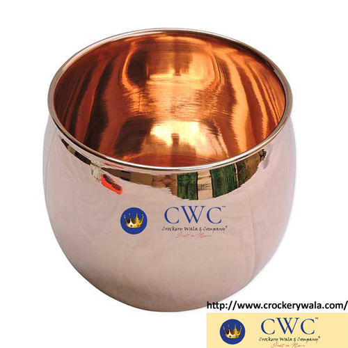 Round Pure Copper Glass Tumbler Mug Cup, 590 Ml