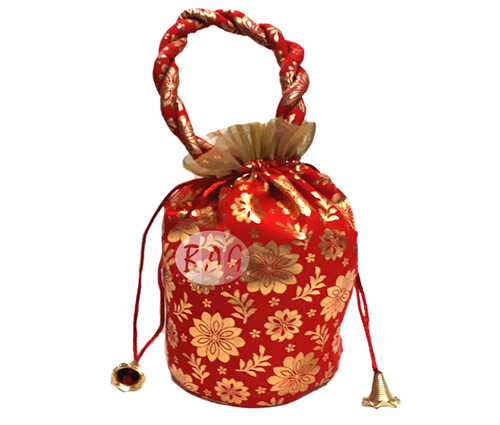 Return Gift Bag - Satin Material, 7x7x4 Inches , Assorted Colors with Drawstring Closure and Handle for All Occasion Gifting
