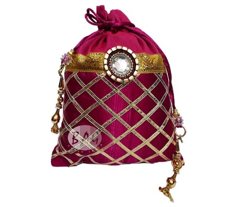 Potli Return Gift Bag - Cotton Fabric, 8x10 inches, Custom Colors Available - Design, Logo, Weight, Size Customization Options