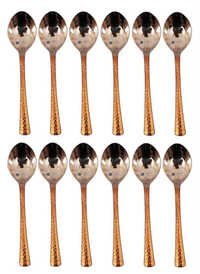 Set Of 12 Steel Copper Spoon