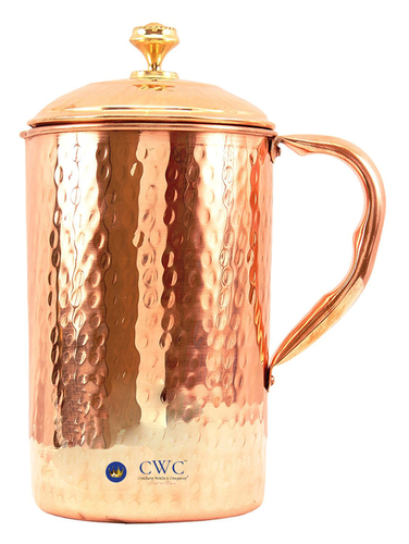 7.0" X 4.0" Handmade Copper Hammered Pitcher, 1.3 Litre