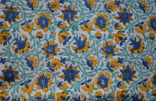 Hand Block Printed Cotton Floral Fabric