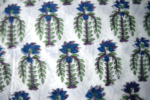 White Hand Block Printed Cotton Fabric