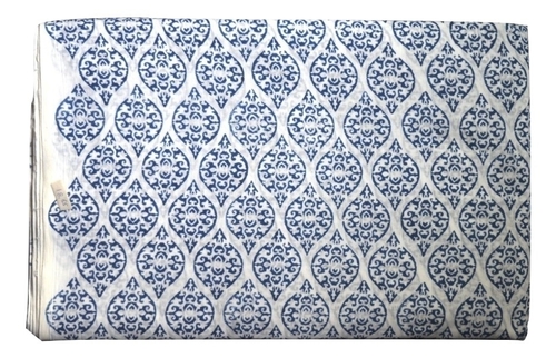 Blue Hand Block Printed Cotton Fabric