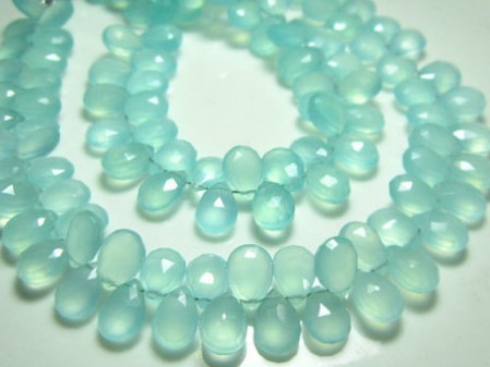 Aqua Chalcedony Faceted Pears
