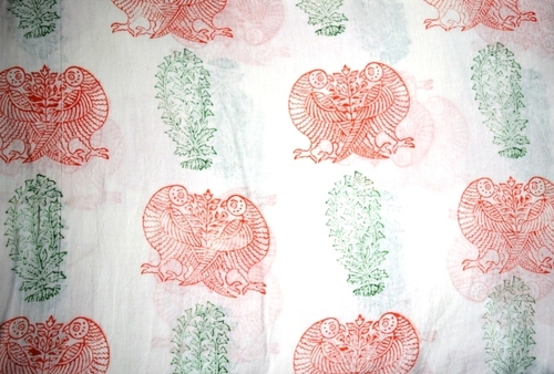 White Hand Block Printed Cotton Ethnic Fabric