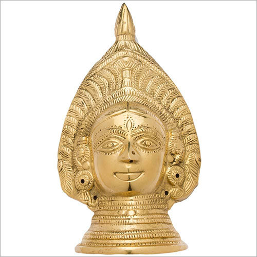 Golden 16.5Cm Brass Devi Mukhota