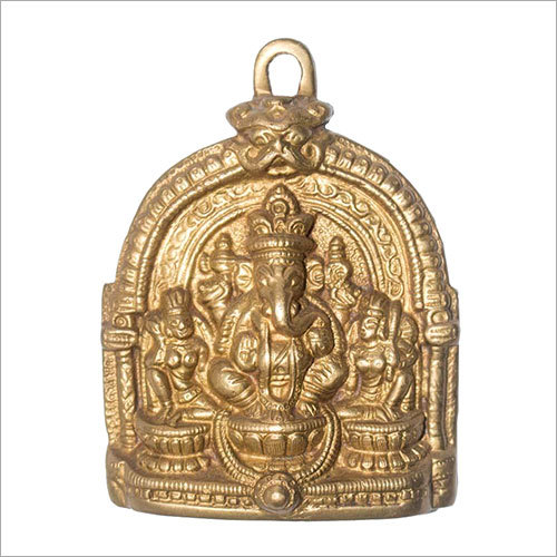 Golden 11.5 Cm Brass Ganesha Wall Hanging