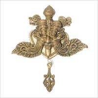 Golden 12.5 Cm Brass Kirti Mukuta Wall Hanging
