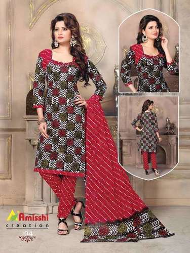 Printed Cotton Suit - Casual Dress Type, Multicolor Printed Design, Short Sleeves Fashion Style