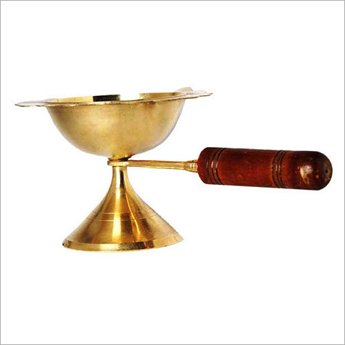 Brass Dhoopya - Brass, 35.5 x 35.5 x 17.7 cm, Golden | Flawless Finish, Creative Design, Easy Grip for Decoration & Temple Use