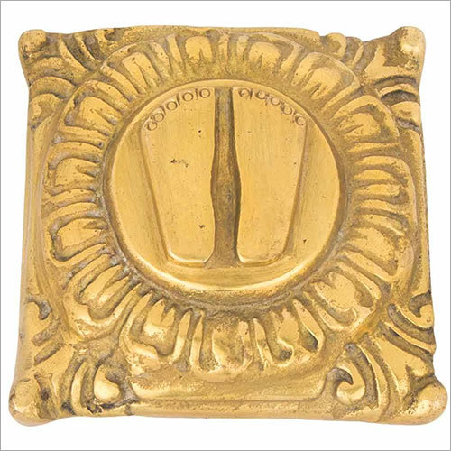 Golden 3Cm Brass Charan Paduka