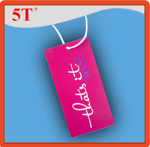 Attractive Women Shoes Hang Tags - Paper, 7.62 mm Thickness, Pink Color | Water Activated Adhesive, RFID Tape Type, Rectangle Shape for Jeans and Garments