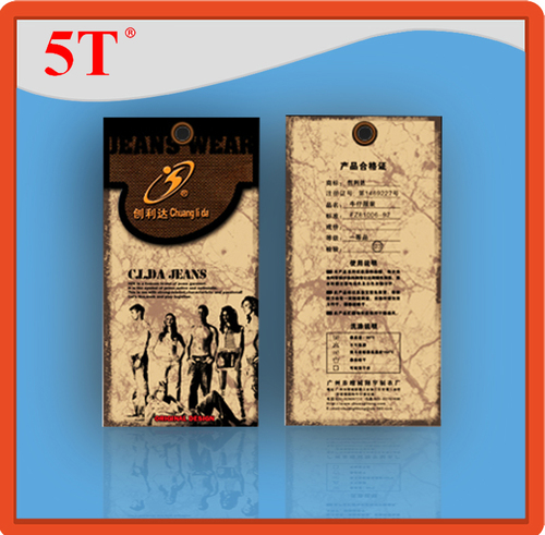 Classic Origin Jeans Hang Tags - Paper 7.62mm Thickness | Water Activated Adhesive RFID Tape Cream and Brown Design