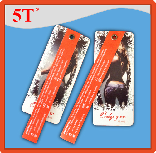 Classic Origin Jeans Hang Tags - Paper Material 7.62mm Thickness | Water Activated Adhesive RFID Tape White and Orange Design