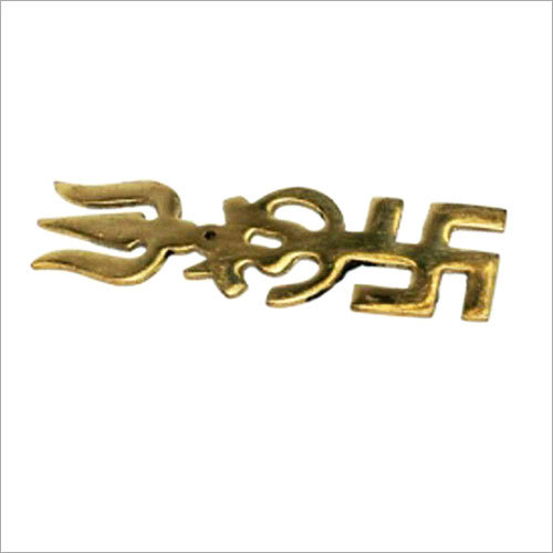 Golden Brass Om Swastik Trishul