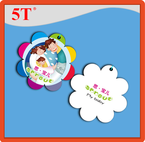 Baby Clothes Hang Tags - Paper Material, 7.62mm Thick, Round Shape | White and Multicolor Design, Solvent Adhesive, RFID Tape for Jeans, Garments, Shoes, and Bags