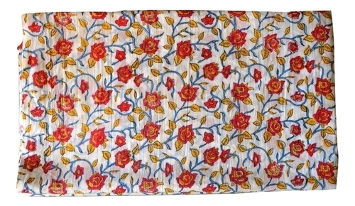 Multicolor Hand Block Printed Cotton Floral Fabric