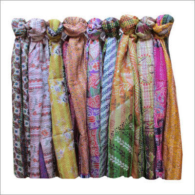 Multicolor Vintage Sari Kantha Scarves