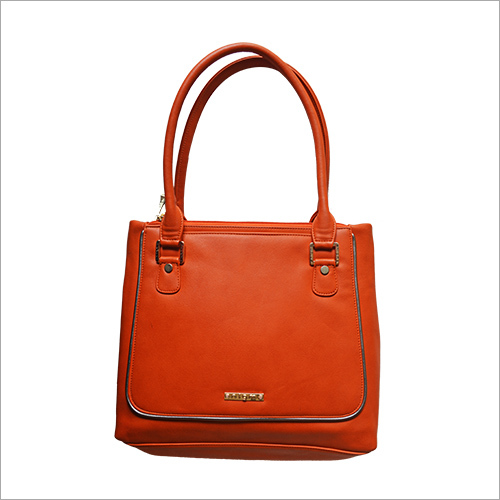 Ladies Hand Bag - Leather, 10x12x5 Inches, Orange | Stylish Design, Durable, Ample Storage, Double Handles
