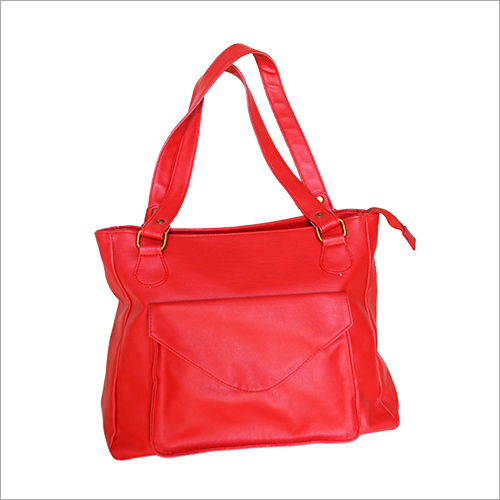 Ladies Hand Bag - Leather, 12x15x5 inches, Red | Zipper Closure, Multiple Pockets, Durable Material, Stylish Design