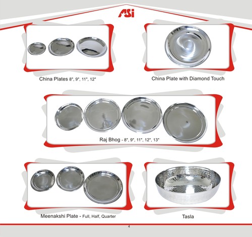 Stainless Steel Utensils - Round Plates 8", 9", 11", 12" | Polished Finish, Silver Color, Durable Stainless Steel Material