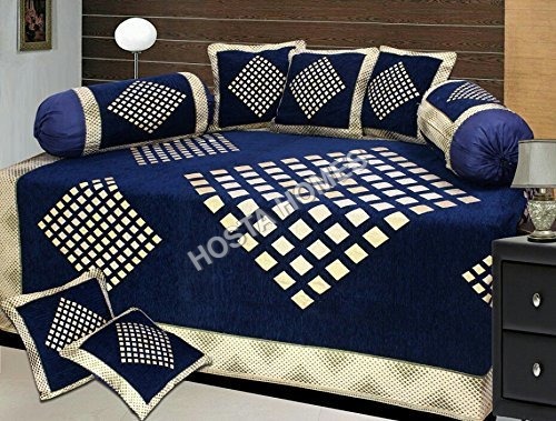 BLUE EMBROIDERED DIWAN COVER SET