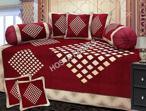 RED EMBROIDERED DIWAN COVER SET