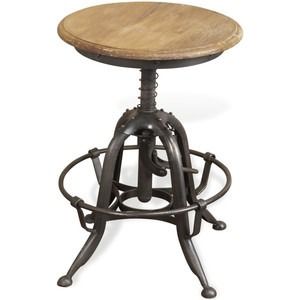 Polished Industrial Lime Wash Wooden Metal Rustic Stool