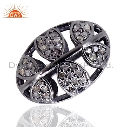 925 Silver Pave Diamond Spacer Finding