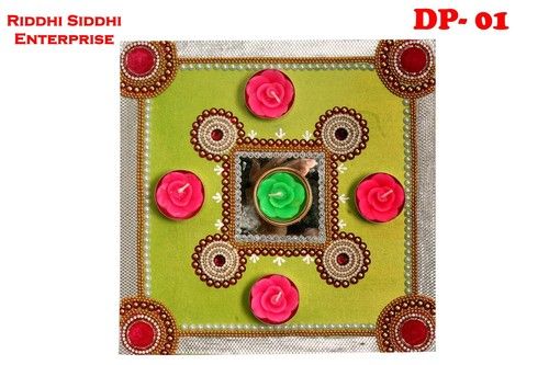 Green And Brown Acrylic Festival Rangoli Plates