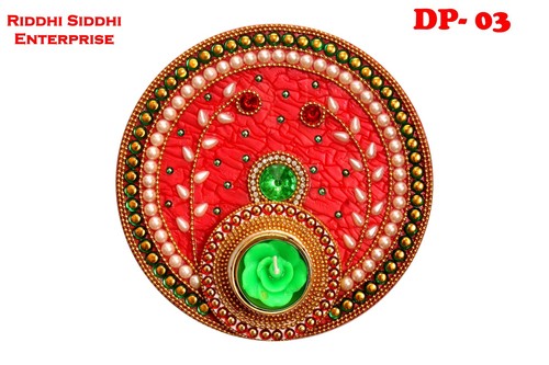 Red Acrylic Round Rangoli Plates