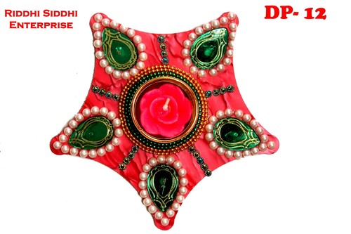 Red Acrylic Decorative Stone Rangoli Plates