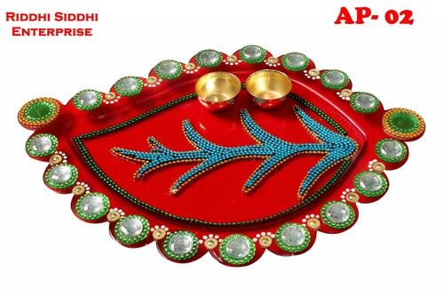 Mango Shaped Pooja Thali Application: For Decoration