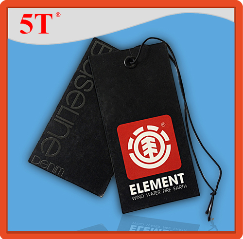 Garment Hangtags - Rectangle Paper Design, Black and Red with Water Activated Adhesive, RFID Tape, 7.62mm Thickness for Jeans, Shoes, Bags
