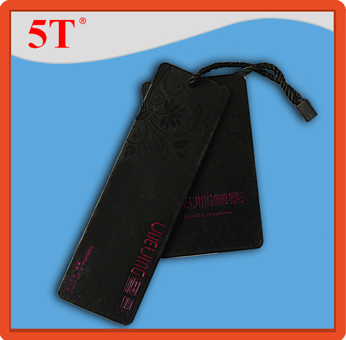 Paper Debossed And Embossed Black Hang Tags
