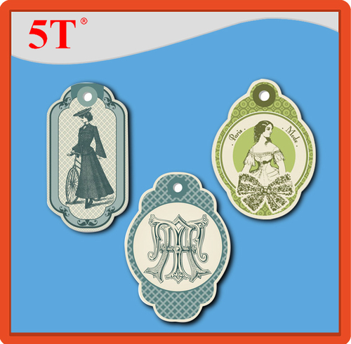 Green And Blue Paris Mode Printing Hang Tags