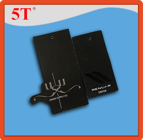 UV Varnish Printed Price Tags - Paper, 7.62 Millimeter Thickness, Black Color | Water Activated Adhesive, RFID Tape, Rectangle Shape, Ideal for Garments