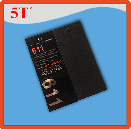 Low Rise Slim Branded Apparel Hang Tag - Paper, 7.62mm Thickness | Black, Water Activated Adhesive, RFID Tape Type