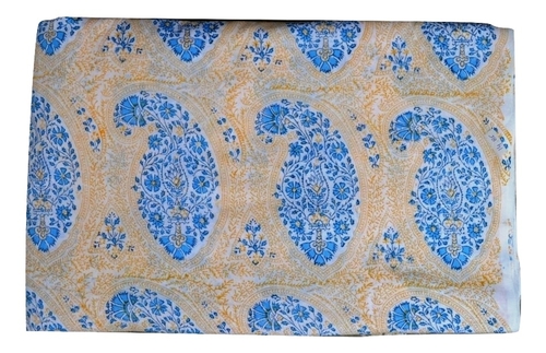 Hand Block Printed Cotton Fabric - 60/60 Cotton Cambric and Cotton Voil, Light Orange, Shrink-Resistant, All-Season Versatility, Custom Printing Available