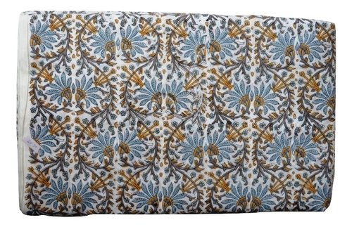 Multicolor Hand Block Printed Cotton Floral Fabric