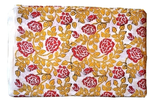 Hand Block Printed Cotton Fabric - 60% Cotton Cambric & 40% Cotton Voil, Customizable Sizes Available for All Seasons