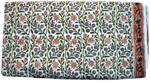 Hand Block Printed Cotton Fabric - 60/60 Cotton Cambric and Cotton Voil 92x80 cm | Multicolor, Casual Style, Shrink-Resistant, Lightweight at 80 Grams