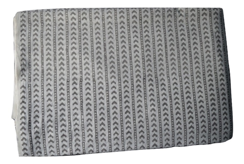 White-Grey Hand Block Printed Cotton Fabric