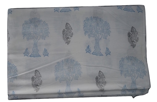 White Hand Block Printed Cotton Fabric