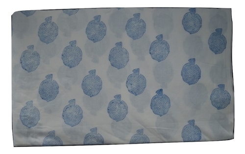 White-Blue Hand Block Printed Cotton Jaipuri Fabric