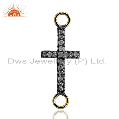 Gold 925 Silver Cross Diamond Connector