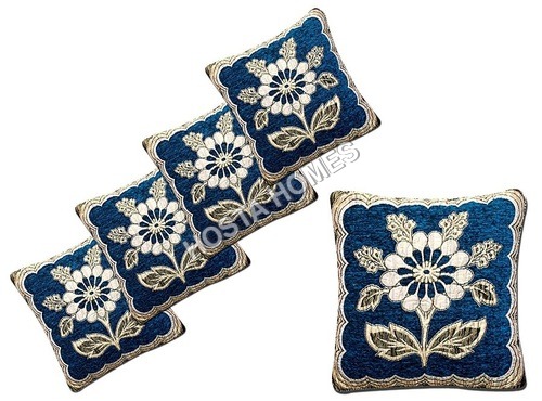 Blue Jaquard Cushion Covers