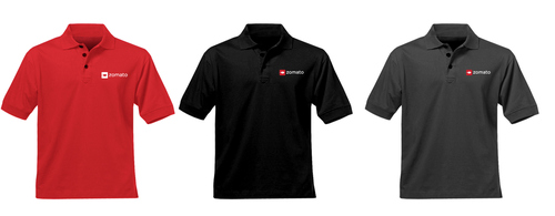 POLO ZOMATO - Cotton Matte Polo T-Shirt | Unisex Short Sleeves Embroidered Fits All Sizes Color Fastness Perfect for Casual Look