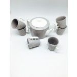 Devnow Porcelain Bloomingdale Grey Tea Set with Strainer 7Pcs